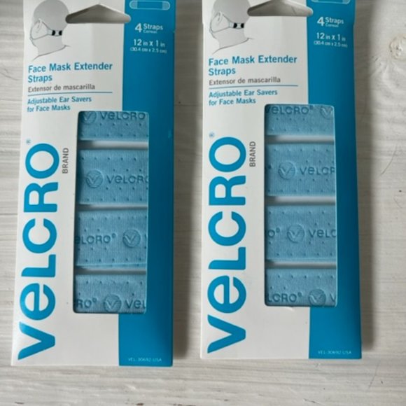 Velcro Mask Extender Straps - Reusable 4 Pack X2 Blue  One Size Fits Most - NWT - Picture 1 of 4